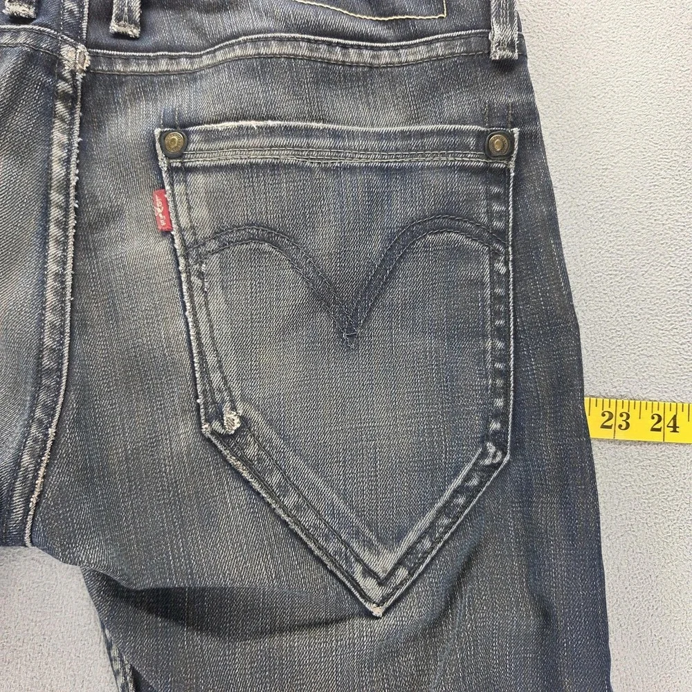 VTG Levis 504 Jeans Mens Blue Straight Engineered Honeycomb Whiskers Fits 31x26